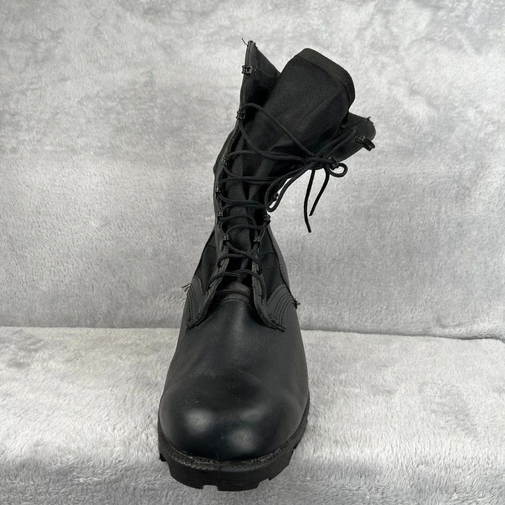 VTG 1997 US Military Combat Boots 12W Black Leather Canvas Lug Sole Mens